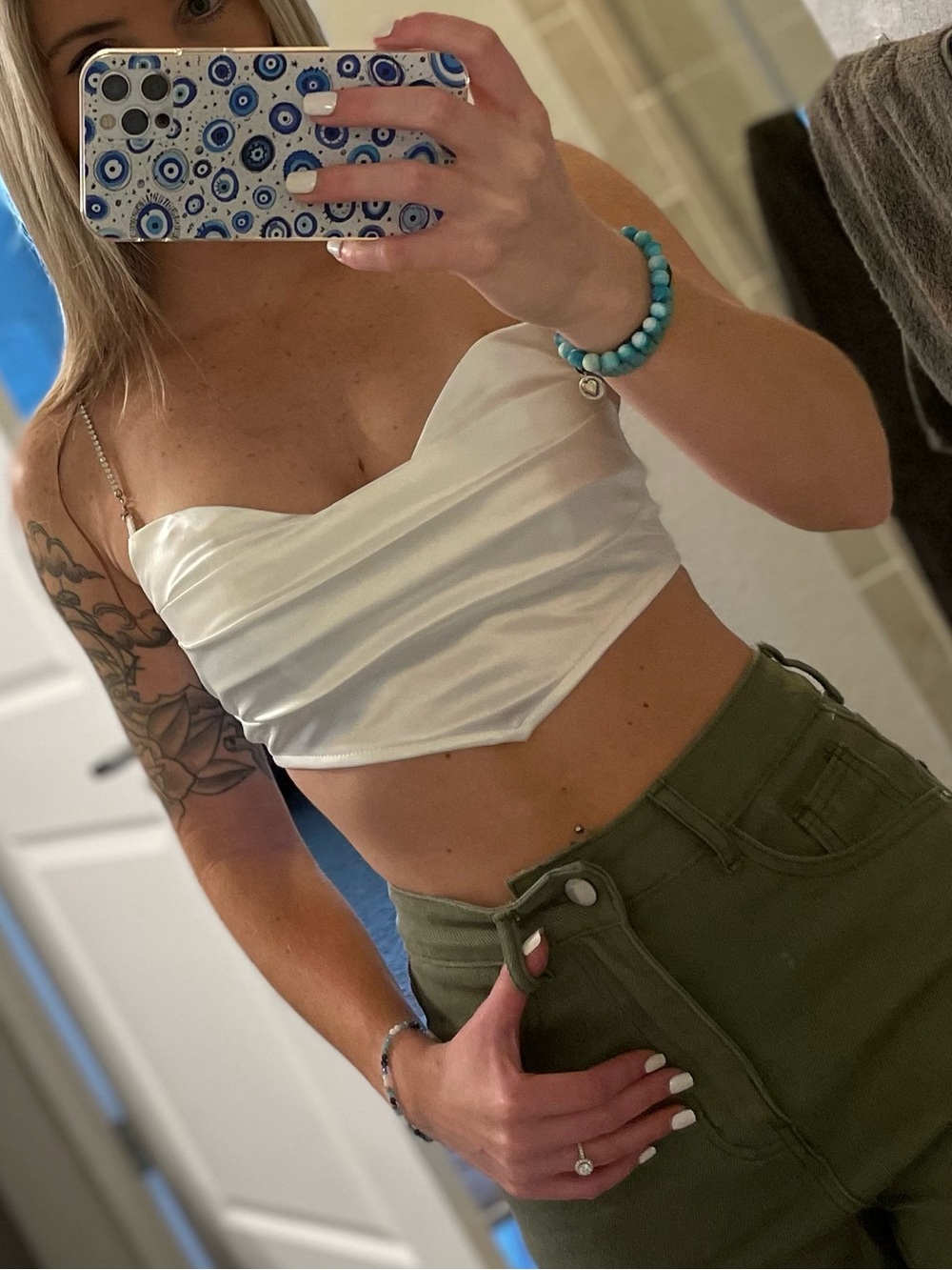 White Crop Top with Chain Straps